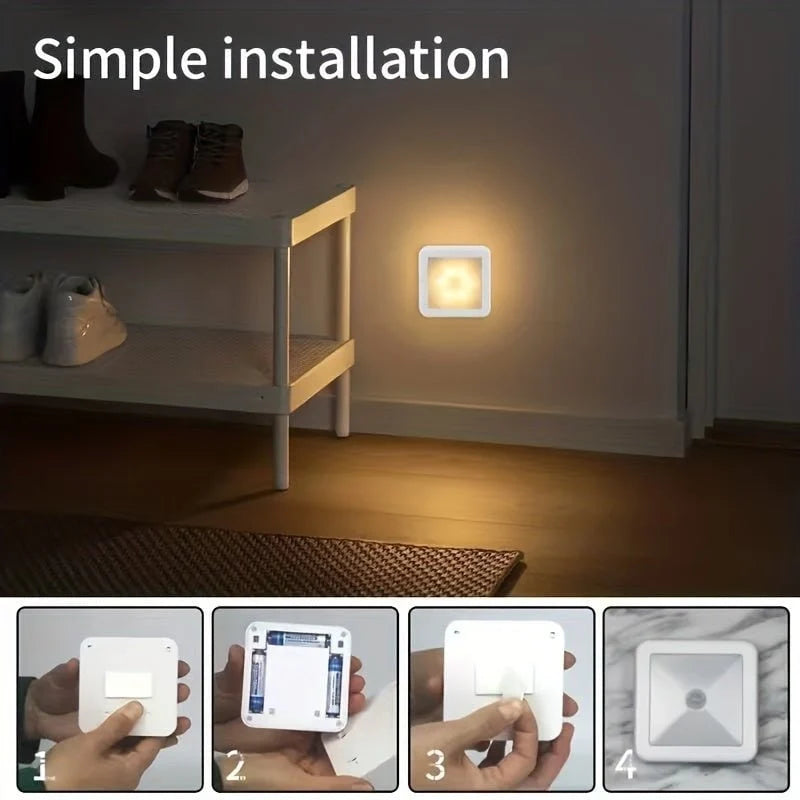 Motion Sensor Night Light Wall-Mounted Battery-Powered Warm & Cool