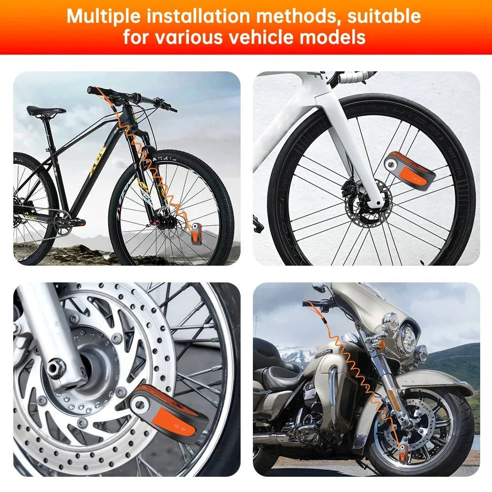 Motorcycle Disc Lock Alarm 120 dB Rechargeable IP67 Waterproof