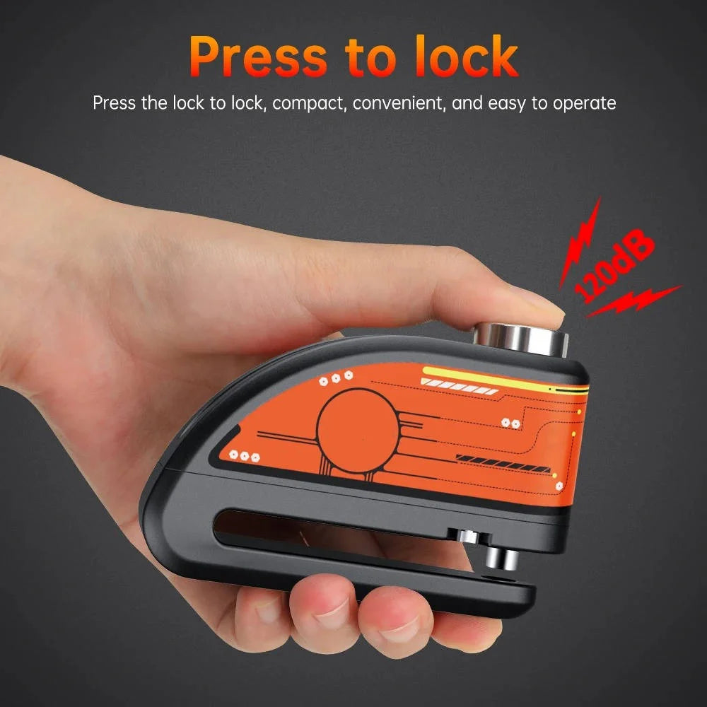 Motorcycle Disc Lock Alarm 120 dB Rechargeable IP67 Waterproof