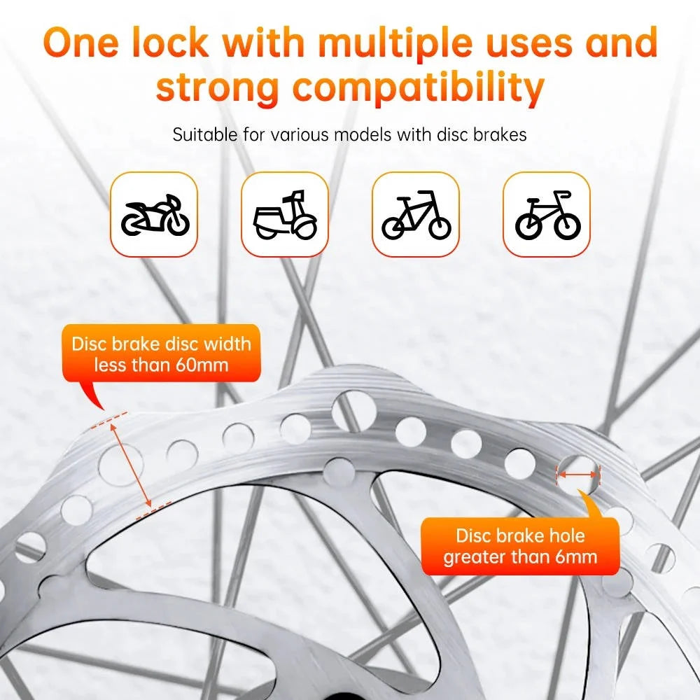 Motorcycle Disc Lock Alarm 120 dB Rechargeable IP67 Waterproof