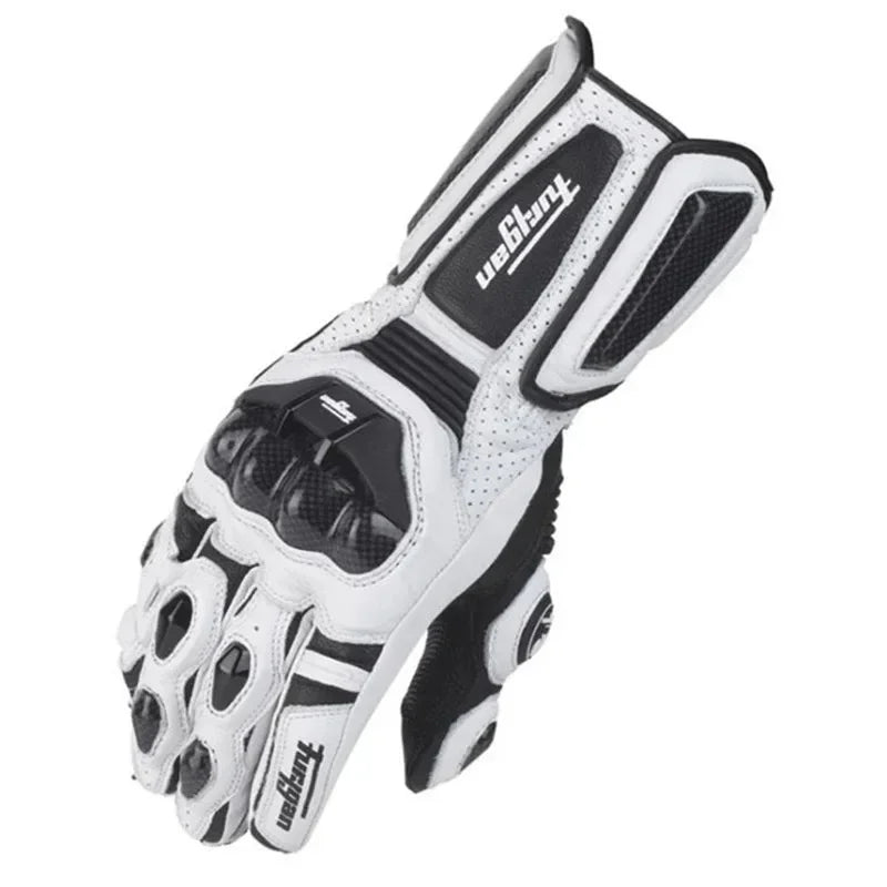 Motorcycle Gloves Carbon-Fiber Knuckles Cowhide Leather Waterproof & Windproof