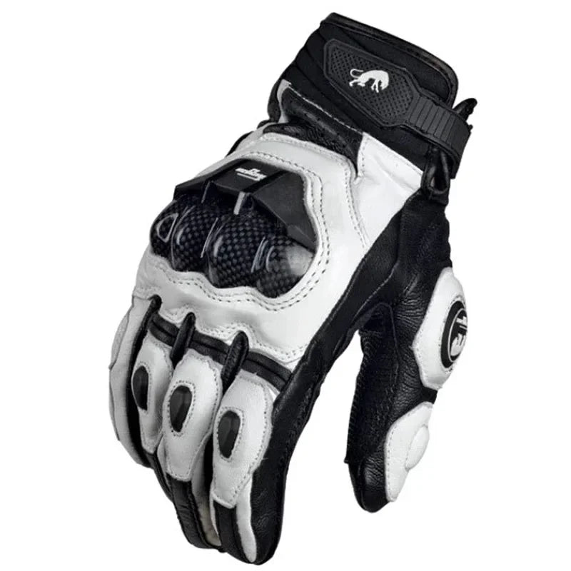 Motorcycle Gloves Carbon-Fiber Knuckles Cowhide Leather Waterproof & Windproof