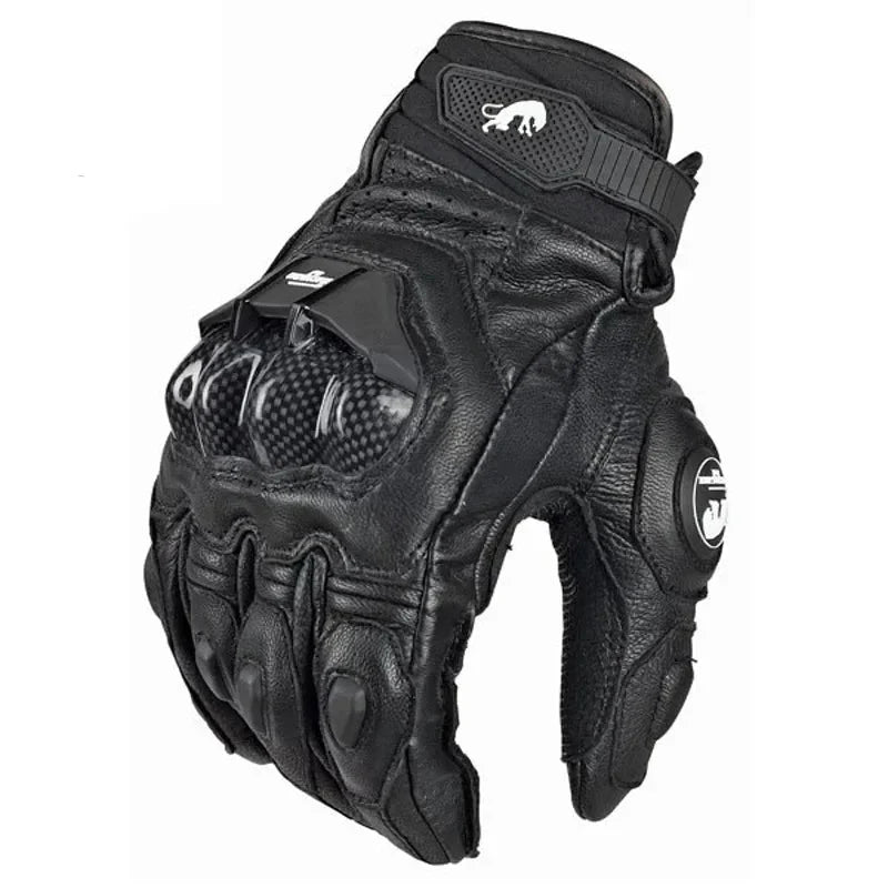 Motorcycle Gloves Cowhide Leather Carbon-Fiber Knuckles Waterproof