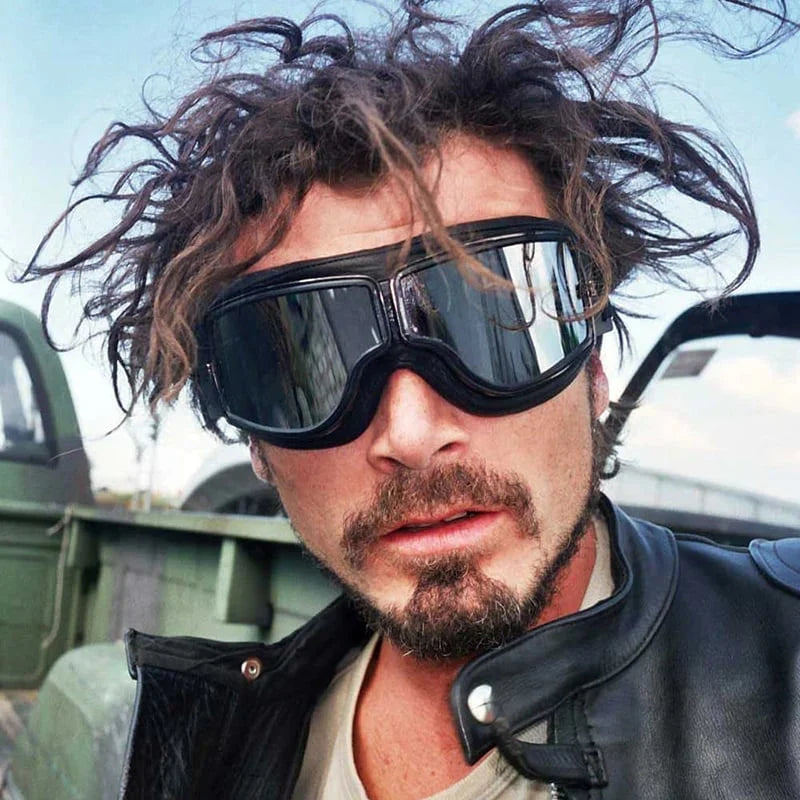 Motorcycle Goggles Impact-Resistant Lens UV Protection & Adjustable Strap