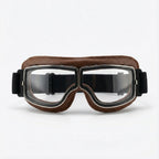 Motorcycle Goggles Vintage Leather Shatterproof Lenses