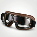Motorcycle Goggles Vintage Leather Shatterproof Lenses