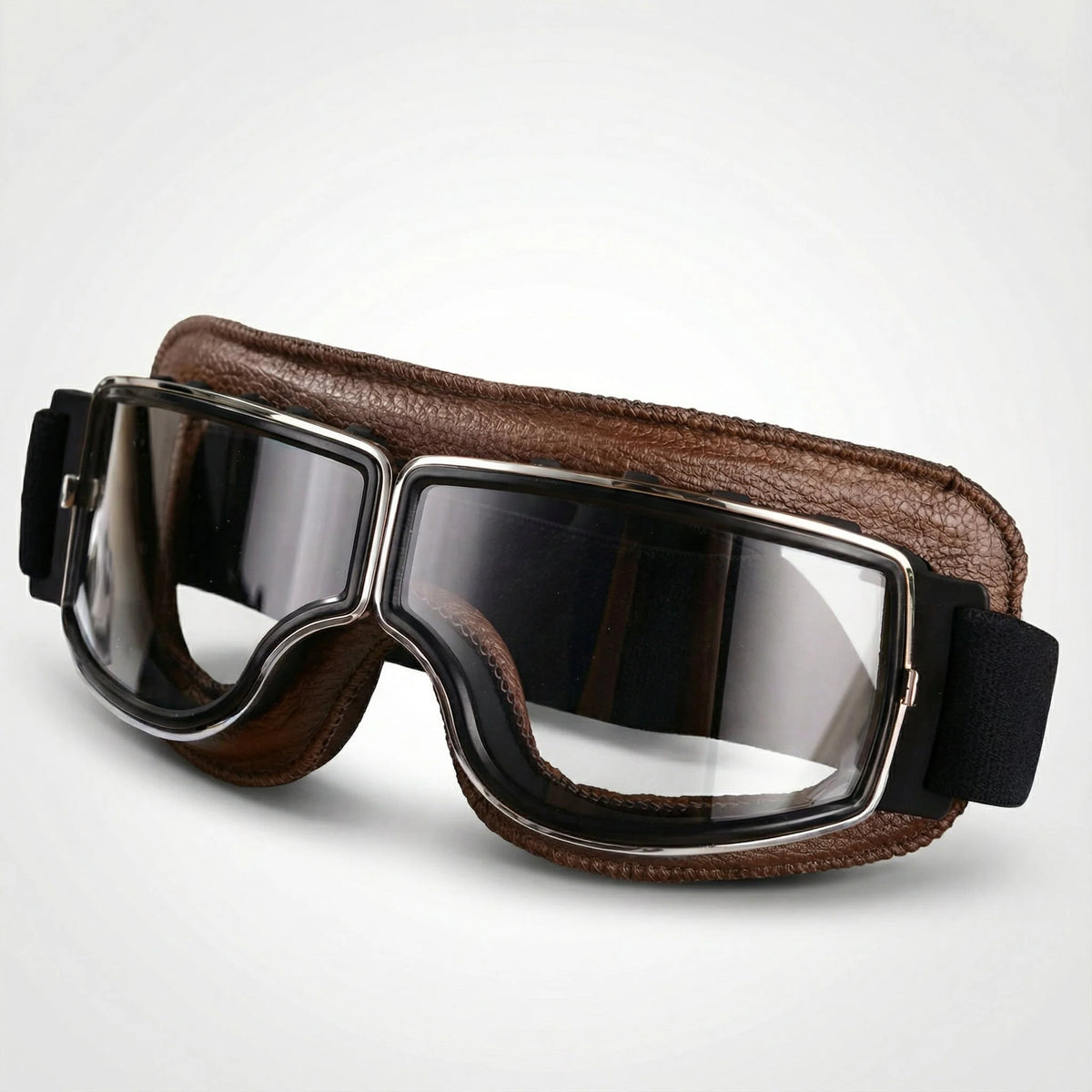 Motorcycle Goggles Vintage Leather Shatterproof Lenses