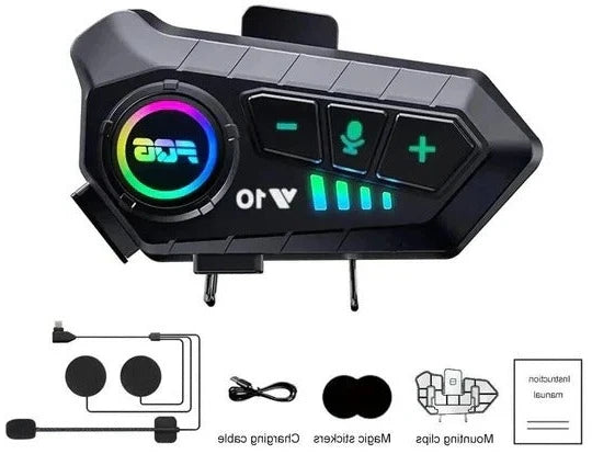 Motorcycle Headset Bluetooth 5.3 IPX6 30-Hour Battery