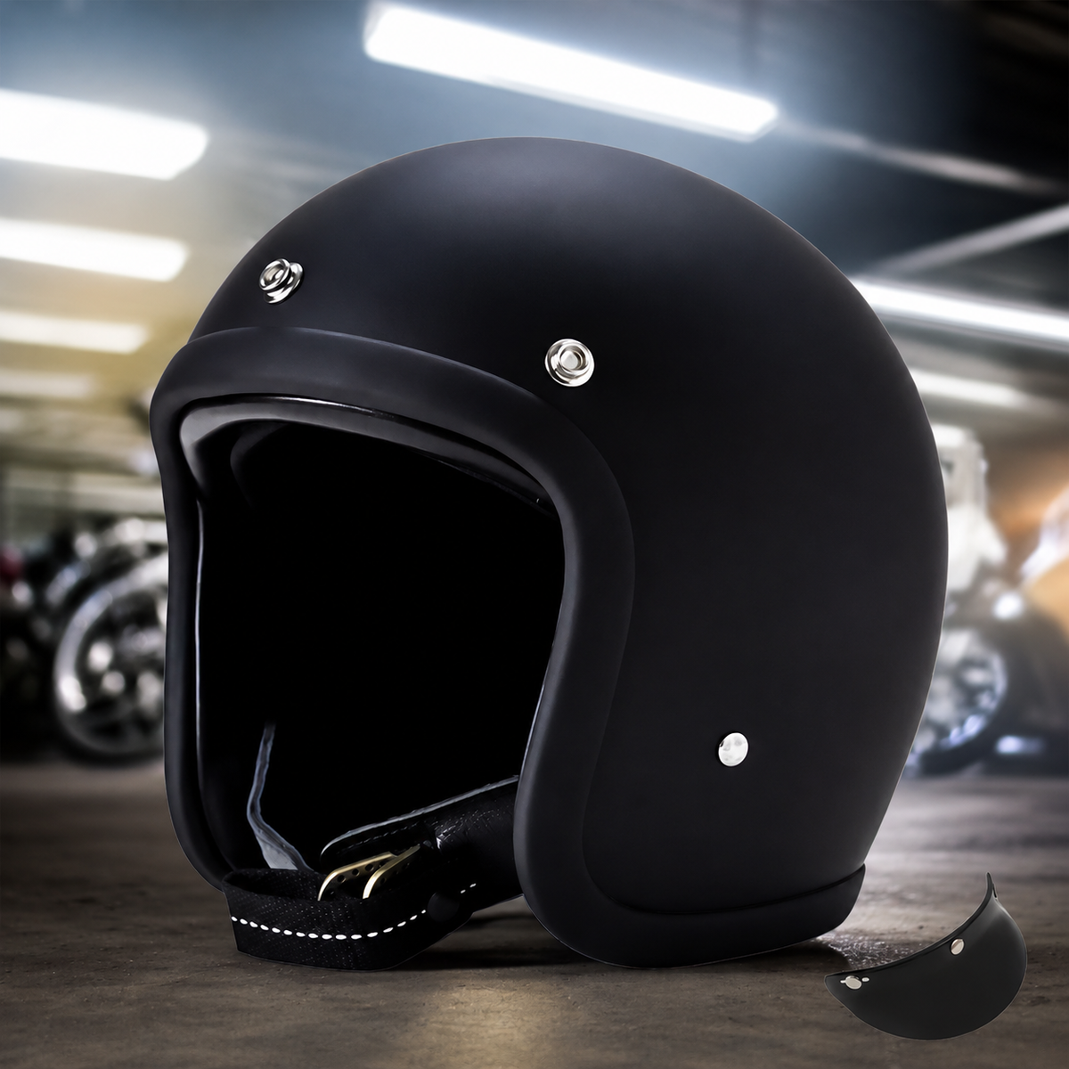 Motorcycle Helmet Low-Profile Fiberglass DOT & ECE Certified