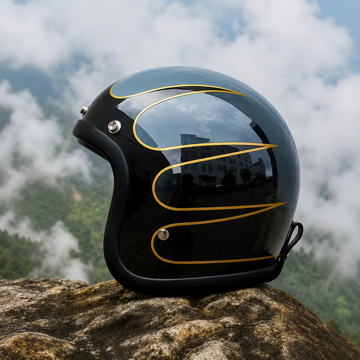 Motorcycle Helmet Retro Low-Profile Fiberglass DOT & ECE