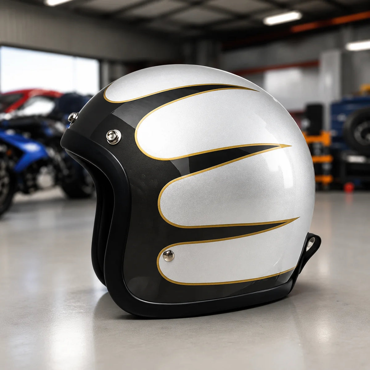 Motorcycle Helmet Retro Low-Profile Fiberglass DOT & ECE