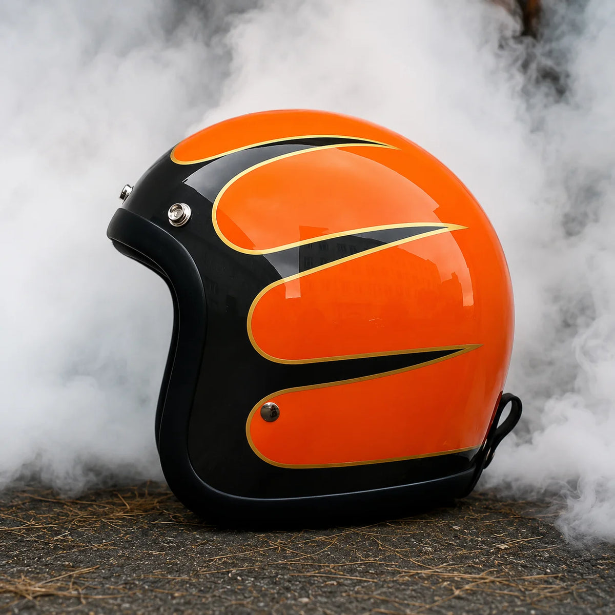 Motorcycle Helmet Retro Low-Profile Fiberglass DOT & ECE