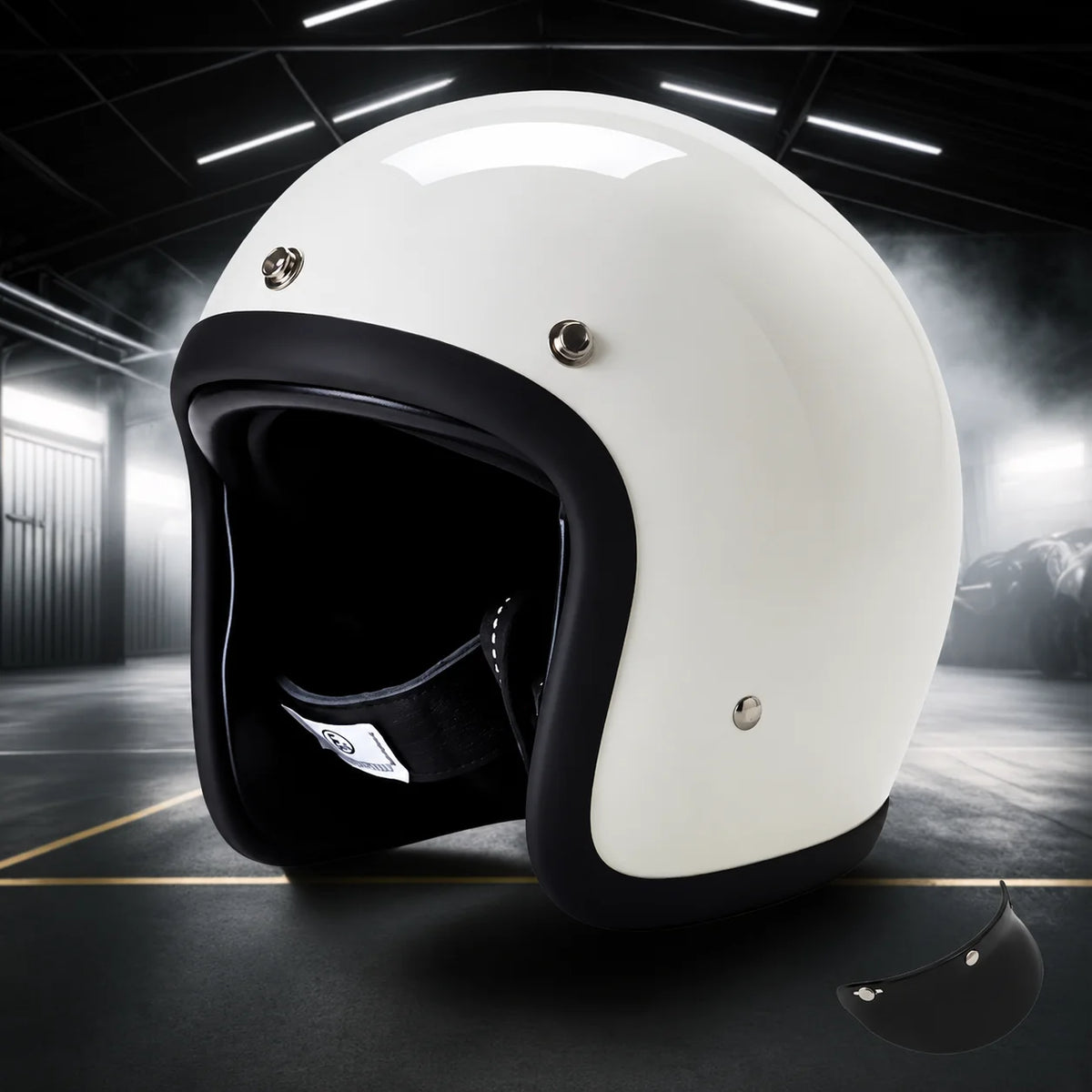 Motorcycle Helmet Retro Low-Profile Fiberglass DOT & ECE