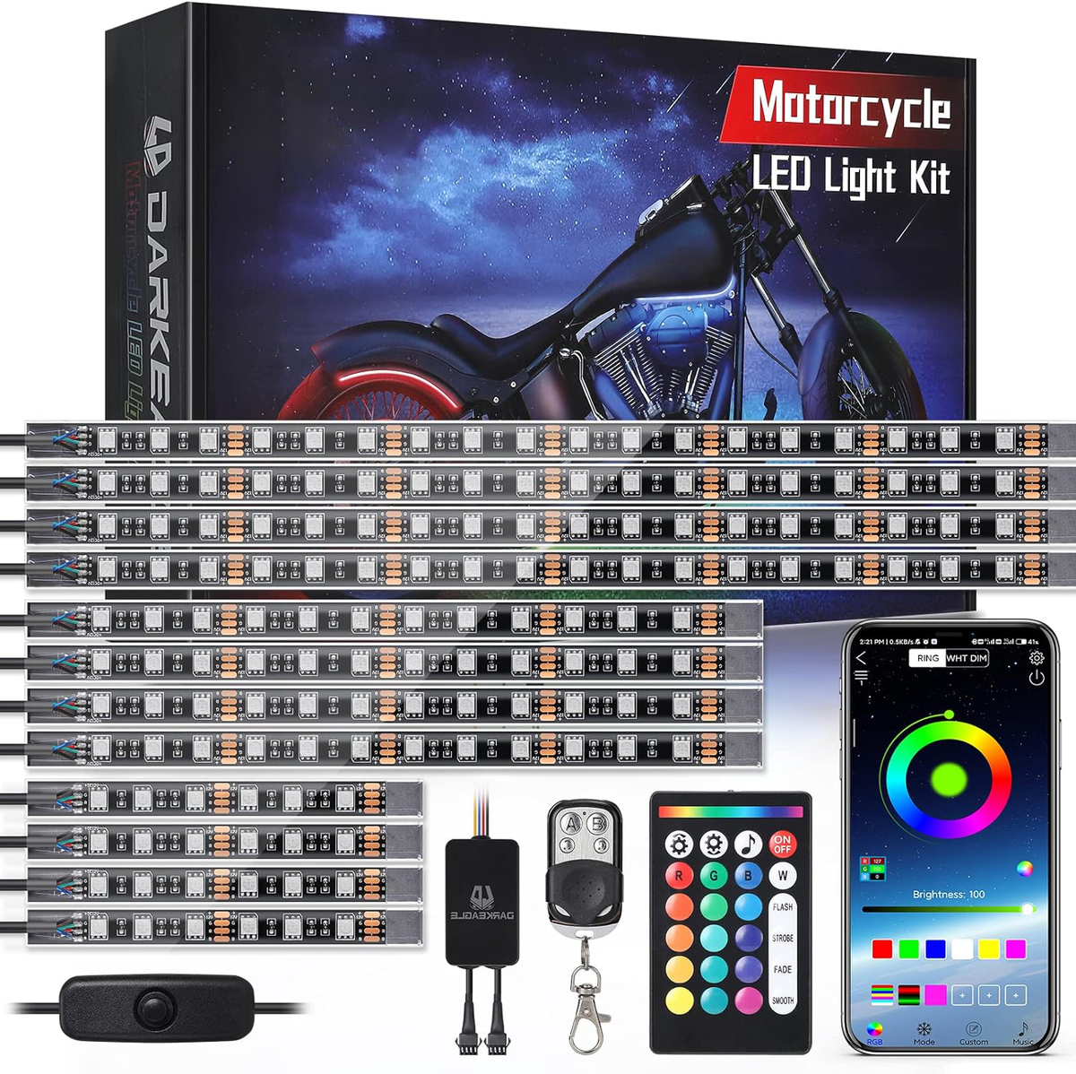 Motorcycle LED Light Kit RGB Brake & Turn Signal