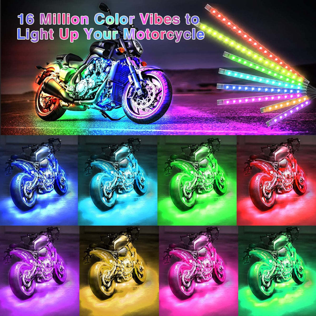 Motorcycle LED Light Kit RGB Brake & Turn Signal