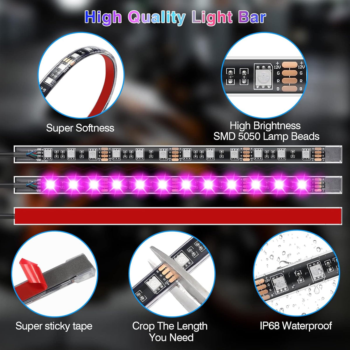 Motorcycle LED Light Kit RGB Brake & Turn Signal