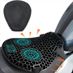 Motorcycle Seat Cushion Honeycomb Gel Dual Straps & Anti-Slip