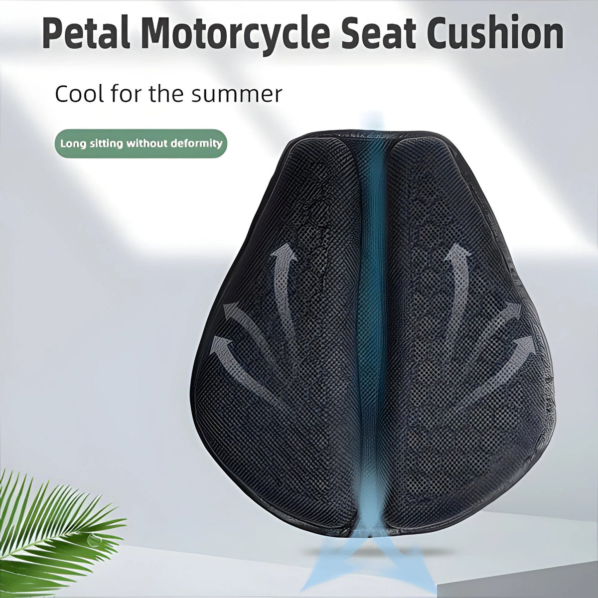 Motorcycle Seat Cushion Honeycomb Gel Dual Straps & Anti-Slip