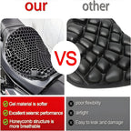 Motorcycle Seat Cushion Honeycomb Gel Dual Straps & Anti-Slip