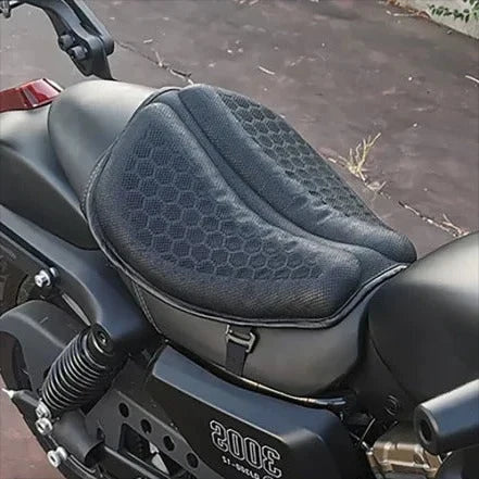 Motorcycle Seat Pad Contoured Honeycomb Center Channel Dual Straps