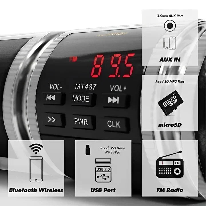 Motorcycle Speaker Bluetooth & FM Radio Water-Resistant