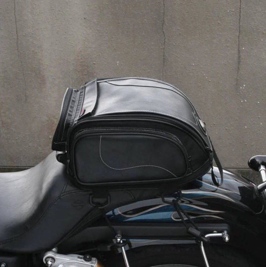 Motorcycle Tail Bag Expandable & Convertible Water-Resistant PU Leather