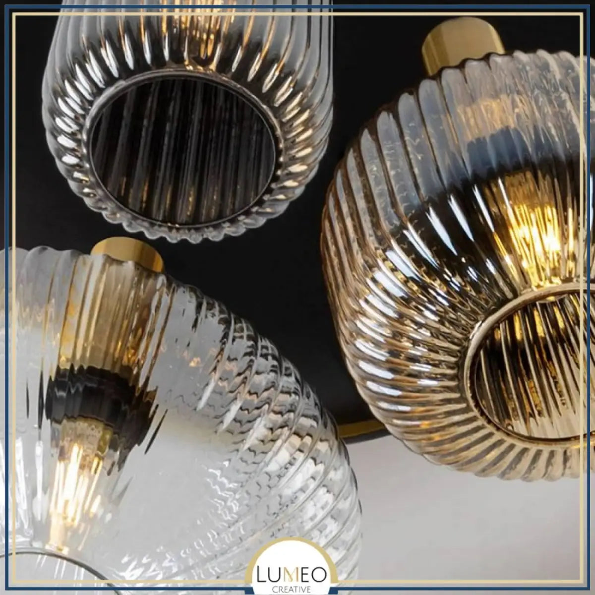 Mouth-Blown Glass 3-Light Ceiling Light
