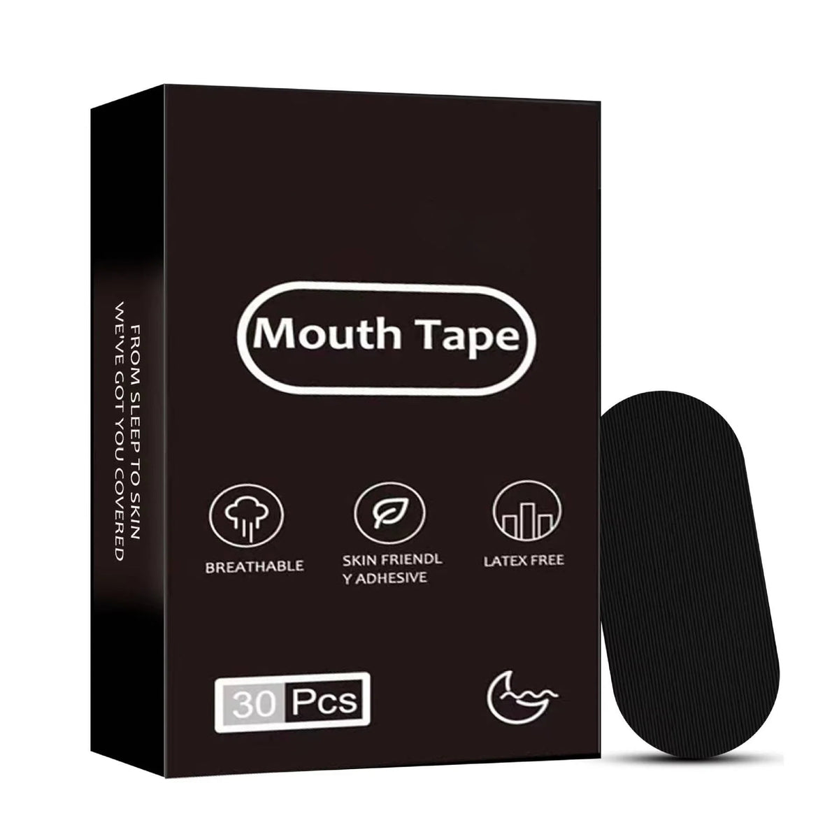 Mouth Tape Strips Bamboo Charcoal Microporous Hypoallergenic 30 Pack