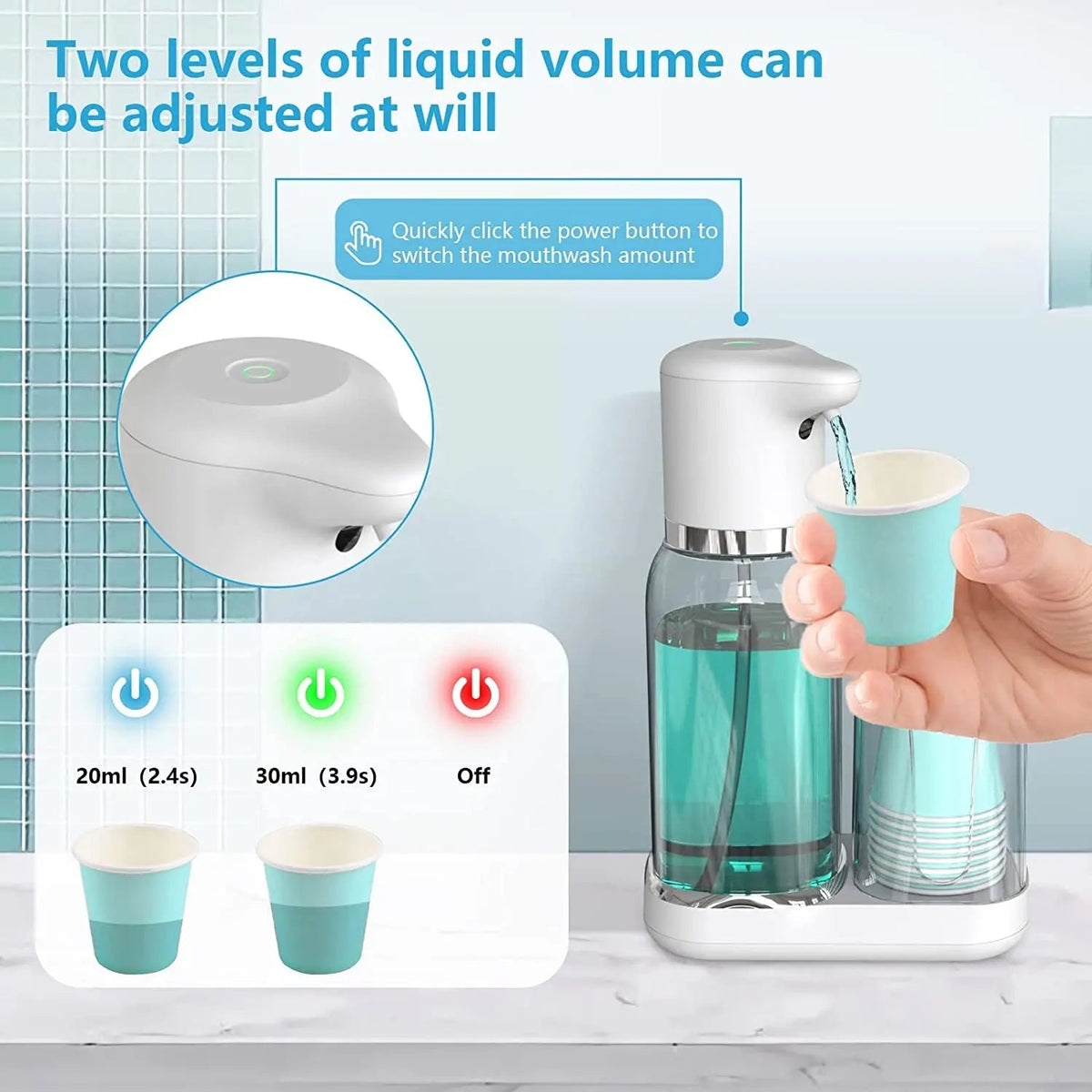 Mouthwash Dispenser Touchless Infrared USB Rechargeable 750ml