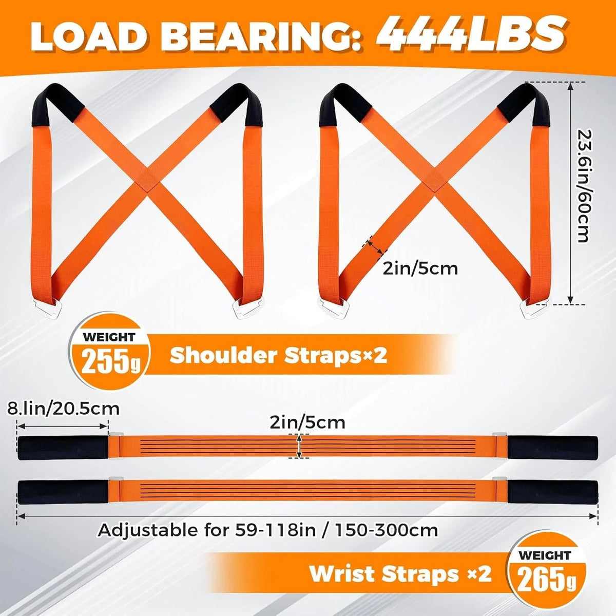 Moving Straps Adjustable Sponge-Padded 400 lb Capacity