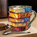Mug 3D Book Spine Relief Thick-Walled Glass Dishwasher Safe