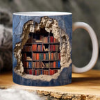 Mug Ceramic Bookshelf Relief 350ml Microwave & Dishwasher Safe