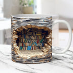 Mug Ceramic Bookshelf Relief 350ml Microwave & Dishwasher Safe