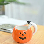 Mug Pumpkin Shape Ceramic Heat-Resistant Ghost Handle