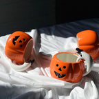 Mug Pumpkin Shape Ceramic Heat-Resistant Ghost Handle