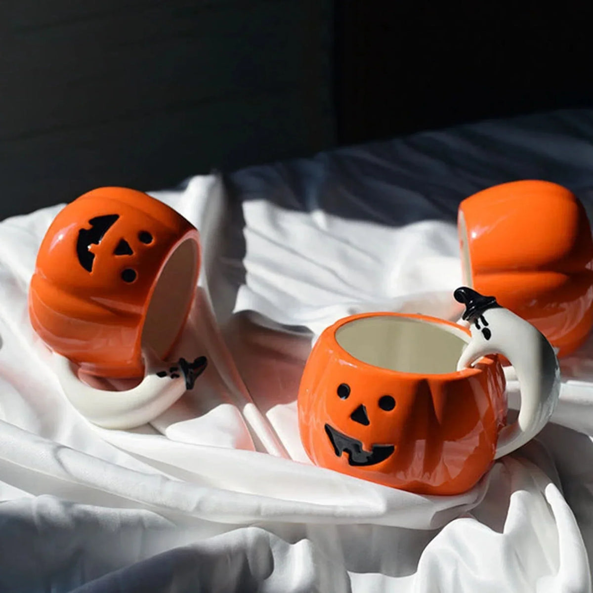 Mug Pumpkin Shape Ceramic Heat-Resistant Ghost Handle