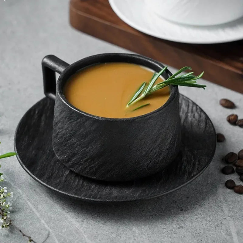 Mug & Saucer Set Japanese-Inspired Glazed Ceramic