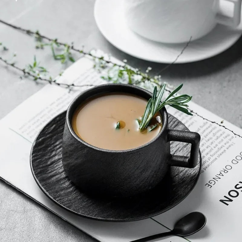 Mug & Saucer Set Japanese-Inspired Glazed Ceramic