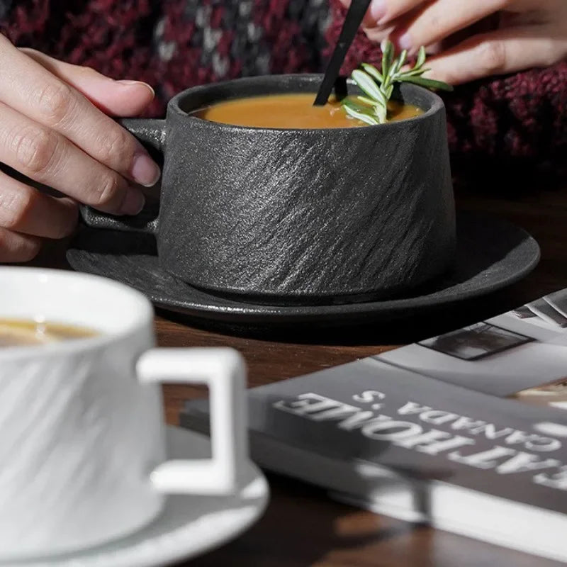 Mug & Saucer Set Japanese-Inspired Glazed Ceramic