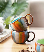 Mug Set Handmade Ceramic Spoon & Lid 12 Oz