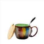 Mug Set Handmade Ceramic Spoon & Lid 12 Oz