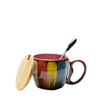 Mug Set Handmade Ceramic Spoon & Lid 12 Oz