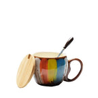 Mug Set Handmade Ceramic Spoon & Lid 12 Oz