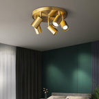 Multi-Head Ceiling Light Adjustable Heads Metal With Brass Accents