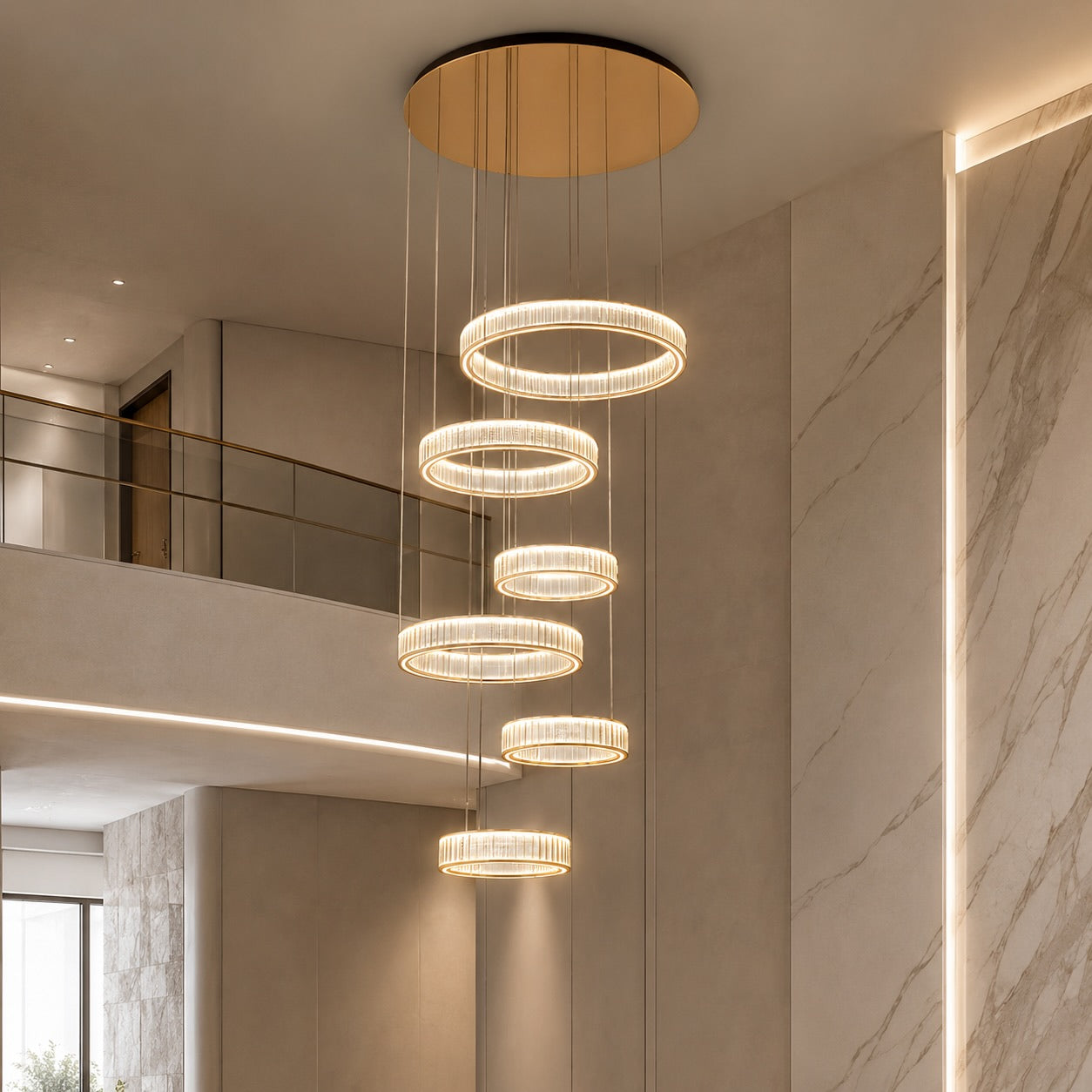 Multi-Layer Color-Adjustable LED Chandelier
