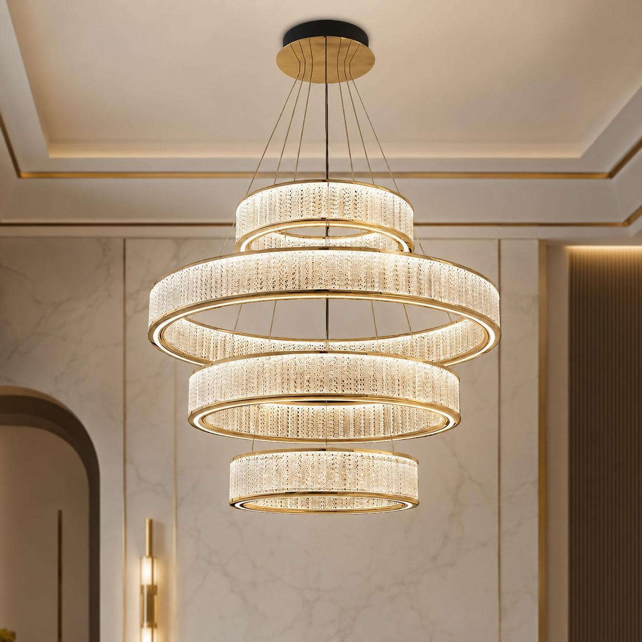 Multi-Layer Color-Adjustable LED Chandelier