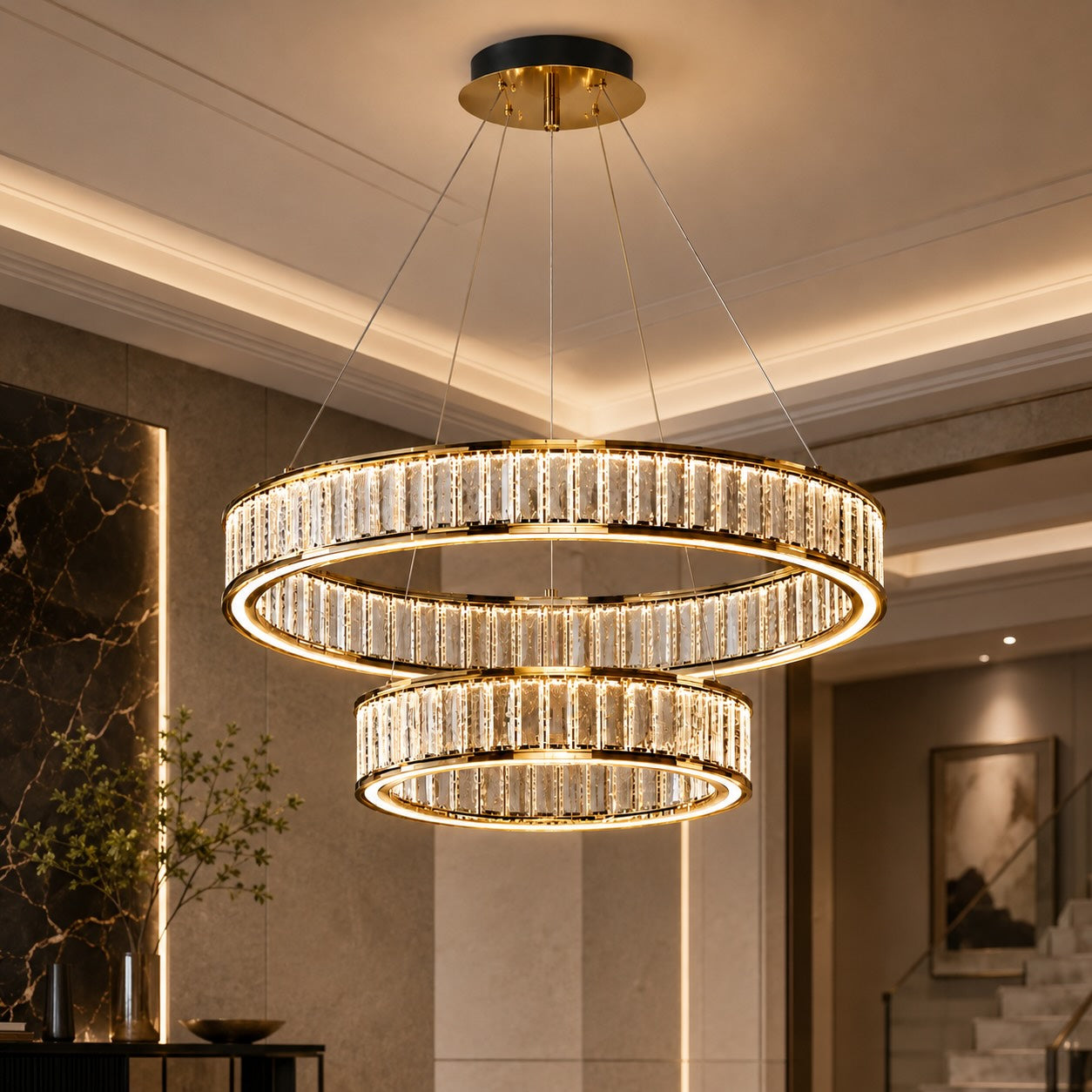 Multi-Layer Color-Adjustable LED Chandelier