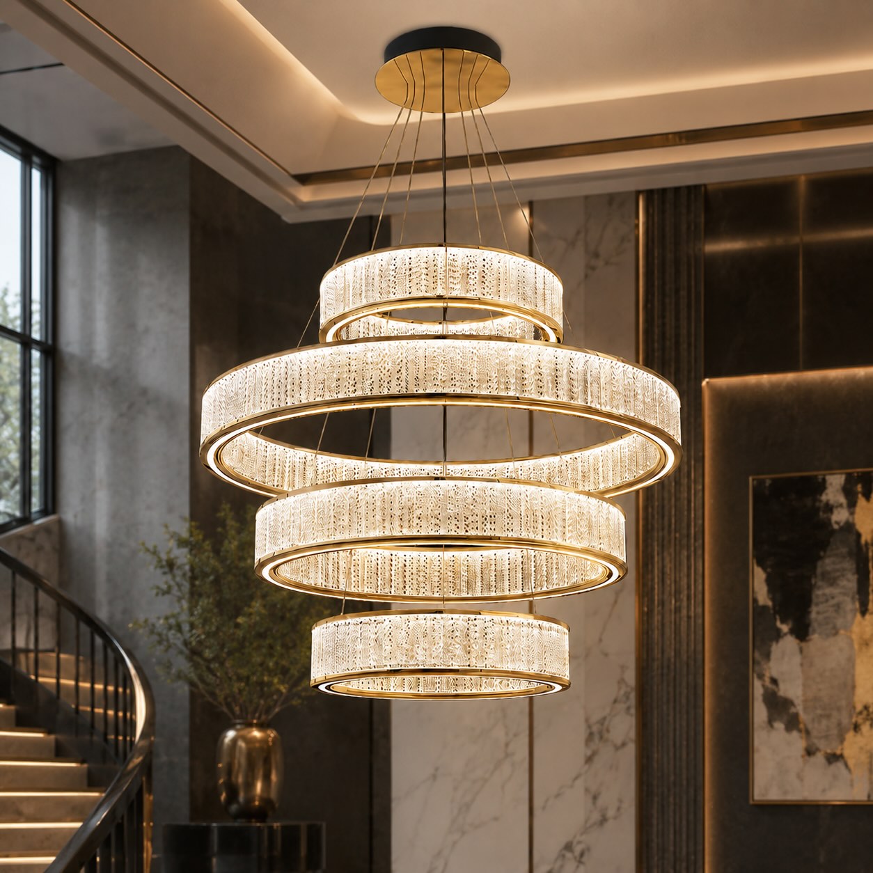 Multi-Layer Color-Adjustable LED Chandelier