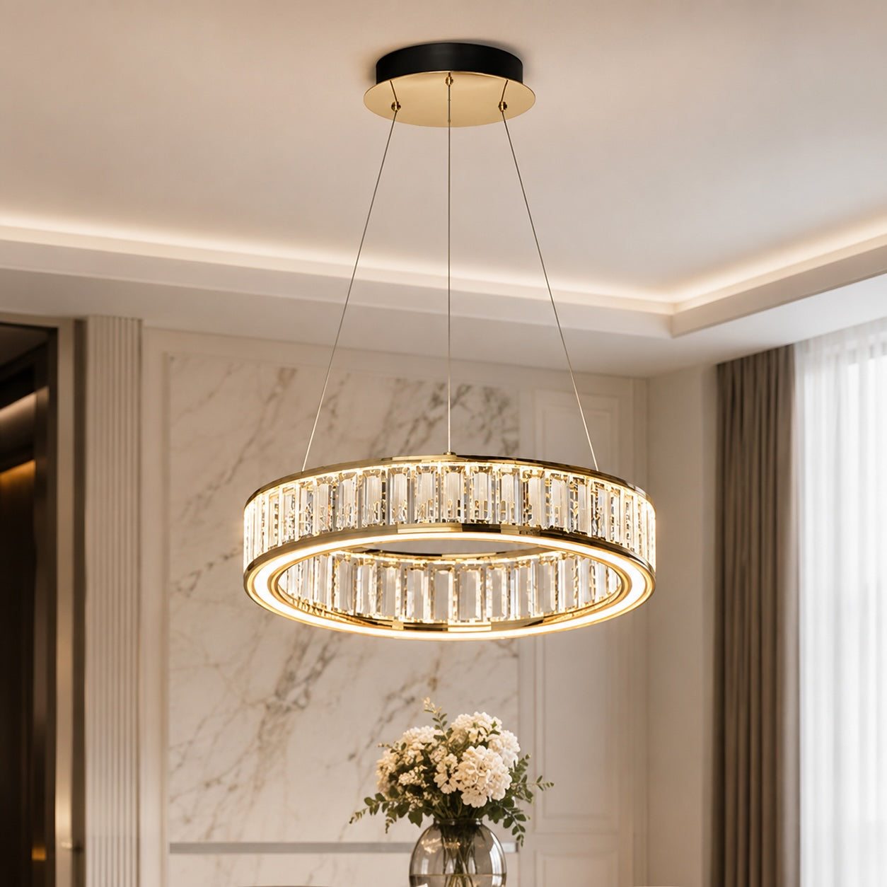 Multi-Layer Color-Adjustable LED Chandelier