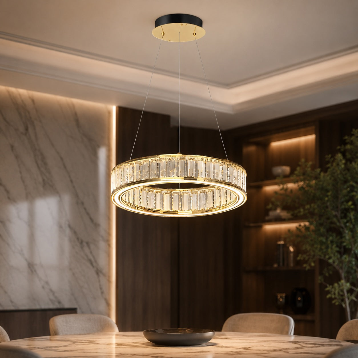 Multi-Layer Color-Adjustable LED Chandelier